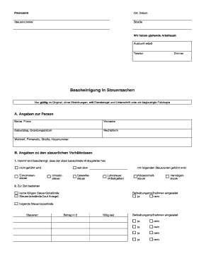Bescheinigung in Steuersachen