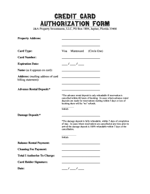 Credit Card Authorization Form