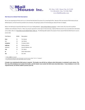 Mail House Inc Mailing Database Template