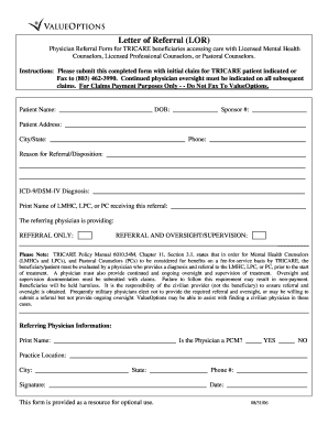 TRICARE Physician Referral Form