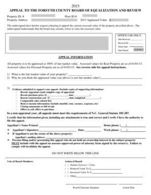 Forsyth County Property Tax Appeal Form