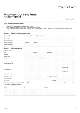 South Africa Retirement Fund Claim Form