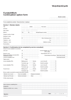 FundsAtWork Continuation Option Form