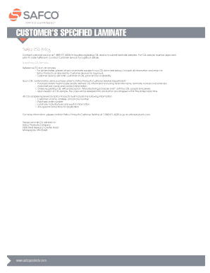 Customer Specified Laminate Sample Form