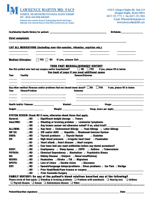 Confidential Health History Form