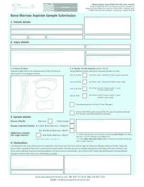 Bone Marrow Aspirate Sample Submission Form