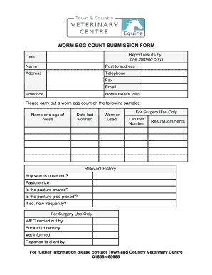 Worm Egg Count Submission Form