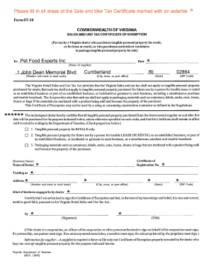 Virginia Sales and Use Tax Certificate of Exemption