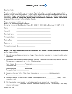 Credit Card Dispute Form