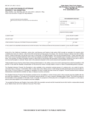California Disabled Veterans Property Tax Exemption Form