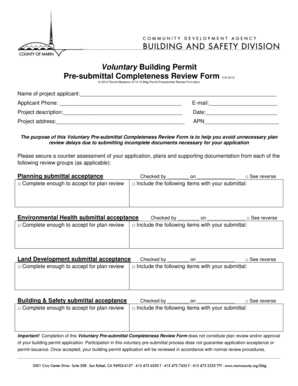 Voluntary Building Permit Pre-Submittal Review Form