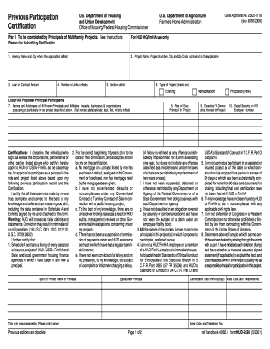 HUD-2530 Previous Participation Certification