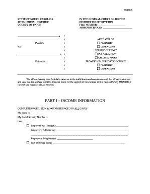 North Carolina Affidavit of Support