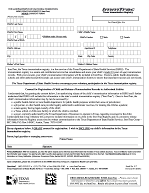 Texas Minor Immunization Consent Form