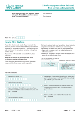 UK Tax Repayment Claim Form R40