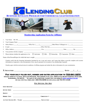 Business Affiliate Program Application Form