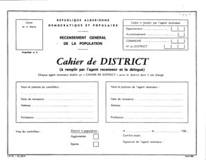 Formulaire de recensement de la population algérienne