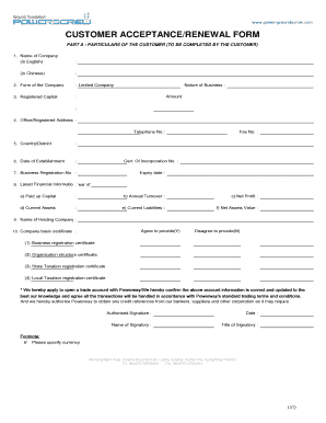 Customer Acceptance Renewal Form