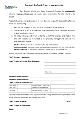 Deposit Refund Form - mydeposits