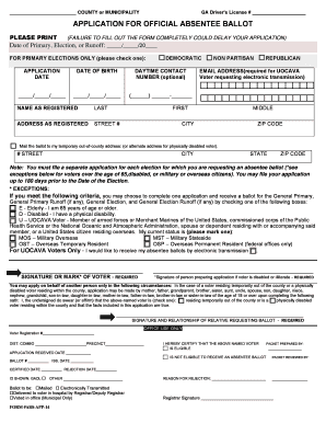 Georgia Absentee Ballot Application