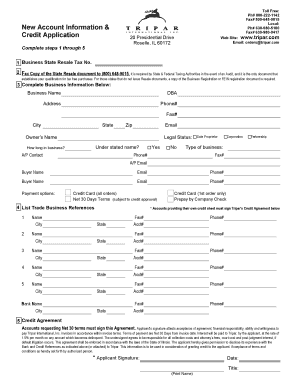 Tripar Credit Application Form