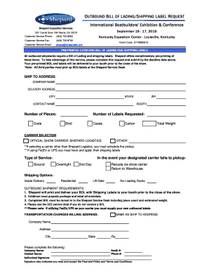 OUTBOUND BILL OF LADING/SHIPPING LABEL ... - IBEX Show