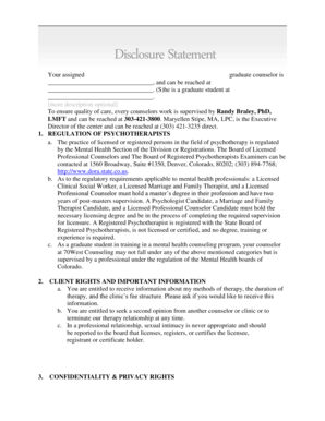 70West Counseling Disclosure Statement
