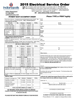 Indiana Convention Center Electrical Service Order Form