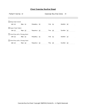 Chest Exercise Routine Sheet