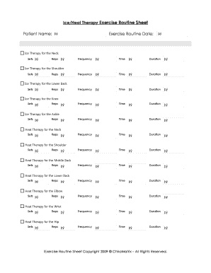 Ice/Heat Therapy Exercise Routine Sheet