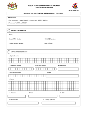 Malaysia Funeral Arrangement Expenses Application