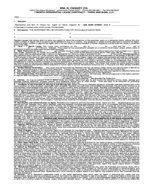 7 Month Residential Lease Contract
