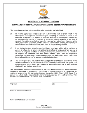 Certification Regarding Lobbying