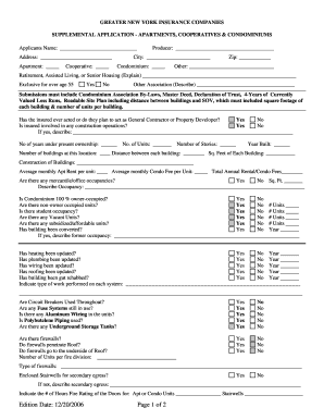 Supplemental Application for Apartments, Cooperatives & Condominiums