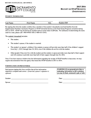 SNAP Benefits Receipt Form