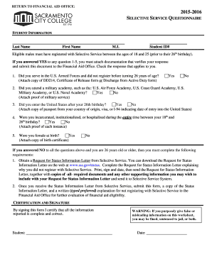 Selective Service Questionnaire