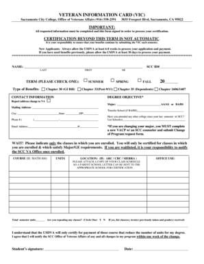 Veteran Information Card (VIC) Form