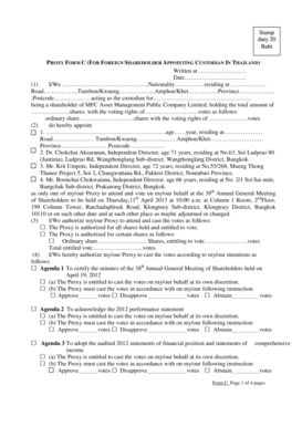 Proxy Form for Foreign Shareholders in Thailand