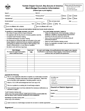 Merit Badge Counselor Information Form