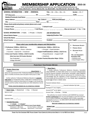 Professional Oklahoma Educators Membership Application