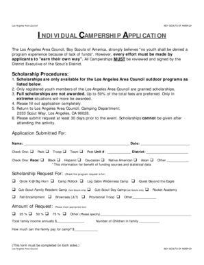Boy Scouts of America Campership Application