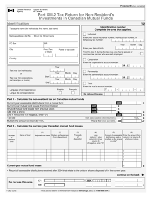 Canada Non-Resident Tax Return for Mutual Funds