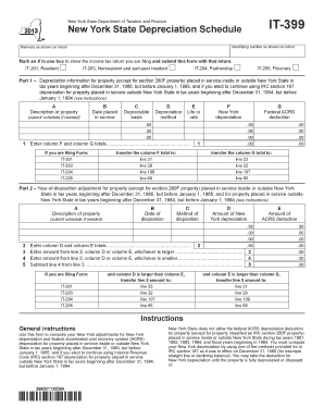 New York State Depreciation Schedule IT-399