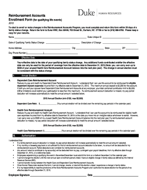 Duke Reimbursement Accounts Enrollment Form
