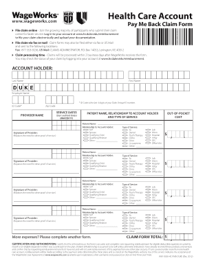 WageWorks Health Care Account Claim Form