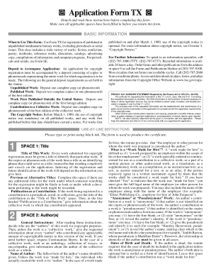 US Copyright Registration Form TX