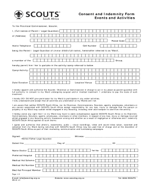 Scouts South Africa Consent and Indemnity Form