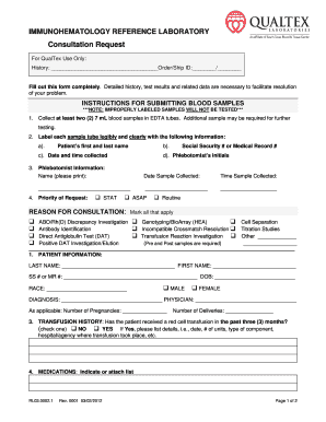Immunohematology Consultation Request Form