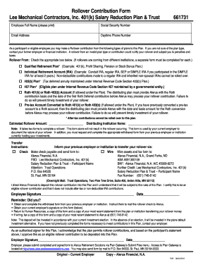 Rollover Contribution Form