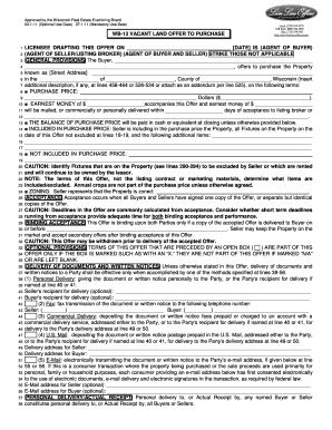 Wisconsin Vacant Land Offer to Purchase